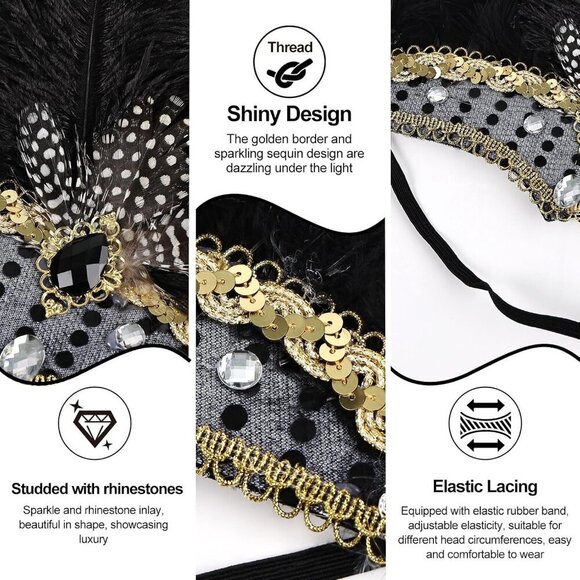 Women\'s Feather Headband Ostrich Sequin Luxury Elastic for Parties Weddings main image 7